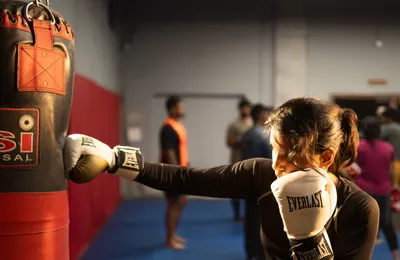 Boxing training at BigB MMA Saibaba Colony